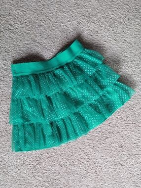 ❤️4/$20 Green Tiered Ruffle Skirt - Polka Dot Tulle